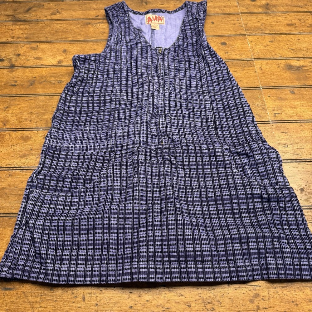 A Ha! A.ha Women's Purple Corduroy plaid‎ retro dress 100% Cotton Size Medium